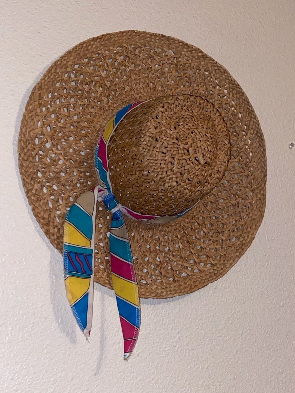 VTG, Chic Straw Hawaiian Unisex Hat With Colorful Scarf - Picture 10 of 11